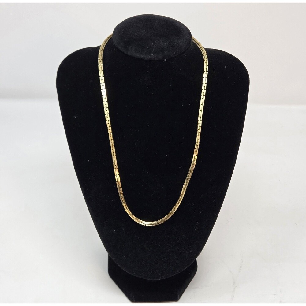 Monet Signed Vintage Gold Tone Box Link Chain‎ Necklace 16 Inch Spring Ring